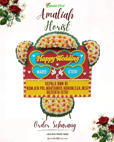 Karangan Papan Bunga Pernikahan di Petogogan